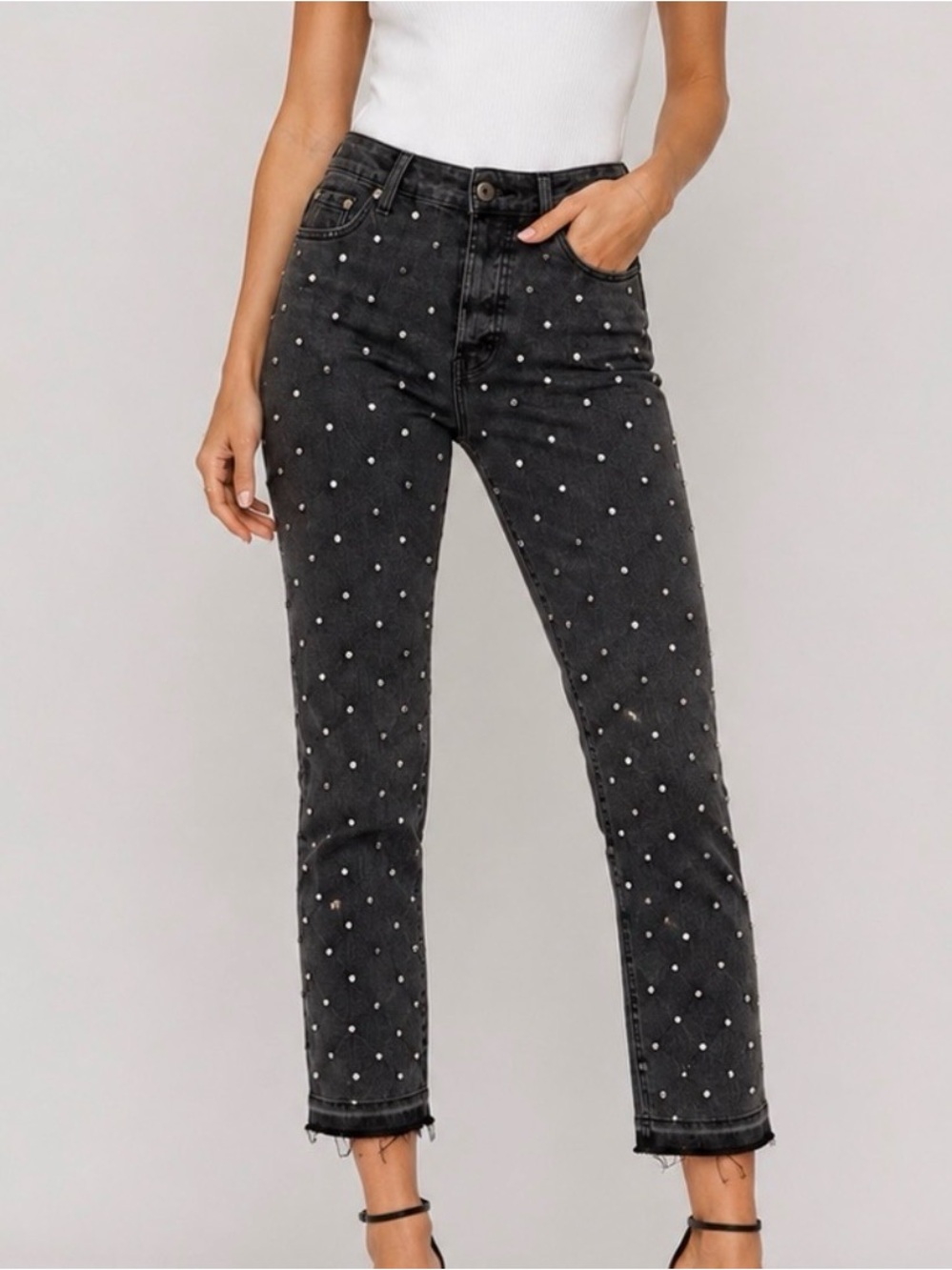 Pistola Charlie Straight Leg “Diamond Dust” Rhinestone Studded Jean 25